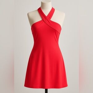 Fabletics Red Halter Athletic Mini Dress S Tennis Pickleball Vacation